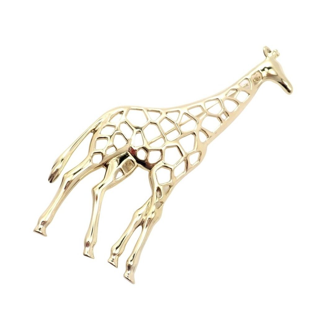 Rare! Authentic Mikimoto 18k Yellow Gold Large Giraffe Pin Brooch​